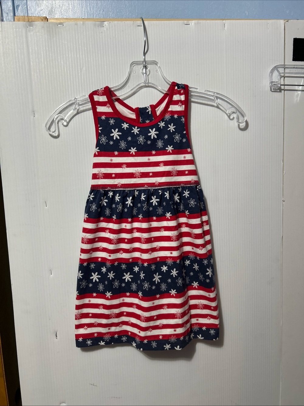 healthtex Red, White & Navy Striped Sleeveless Dress